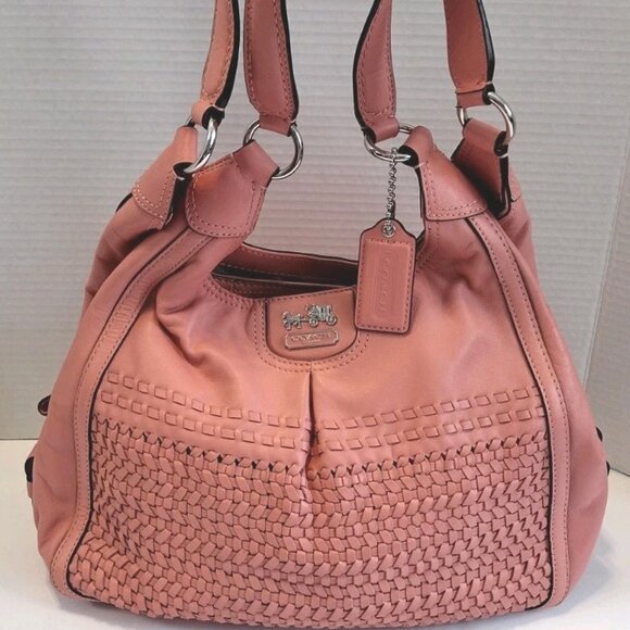 COACH MADISON MAGGIE LEATHER HOBO PURSE SALMON/PINK - Picture 1 of 7